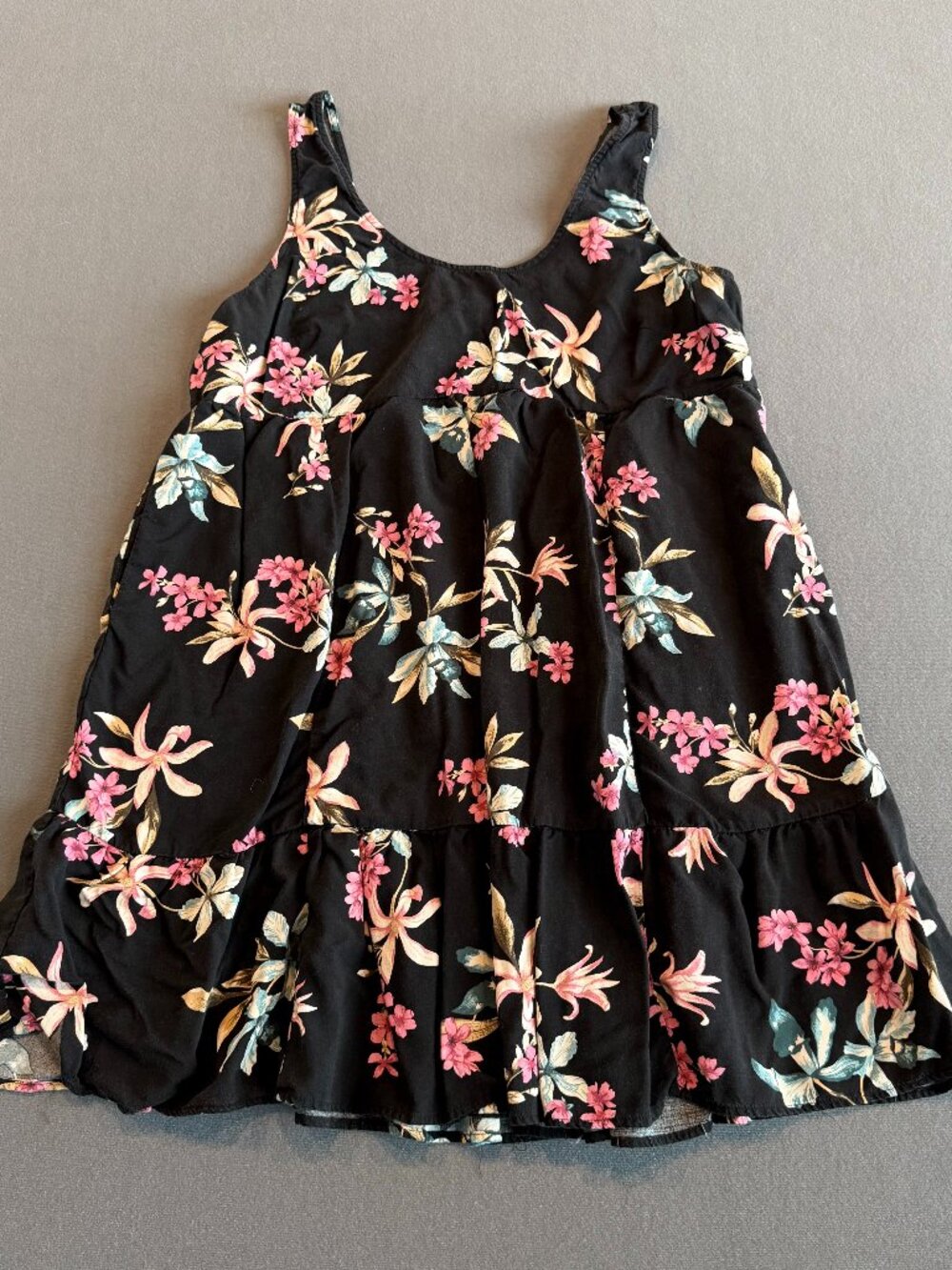 Torrid Floral Babydoll Tiered Dress Sleeveless Black Size 0 Pockets
